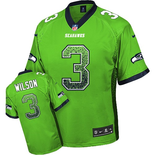 Men's Limited Russell Wilson Nike Jersey Green - #3 Drift Fashion NFL Seattle Seahawks